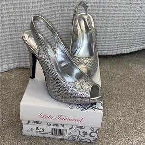 Lulu Townsend Silver Glitter Heel